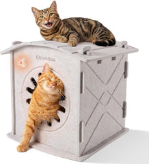 Katzenhaus Indoor aus Filz: Warmes Und Gemütliches Katzenbett, Katzenhöhle mit beruhigendem Kratzbogen, Robuste & Kratzfeste Katze Höhle, Abnehmbares Katzen Bett, Katzen Haus 38 x 36 x 38cm