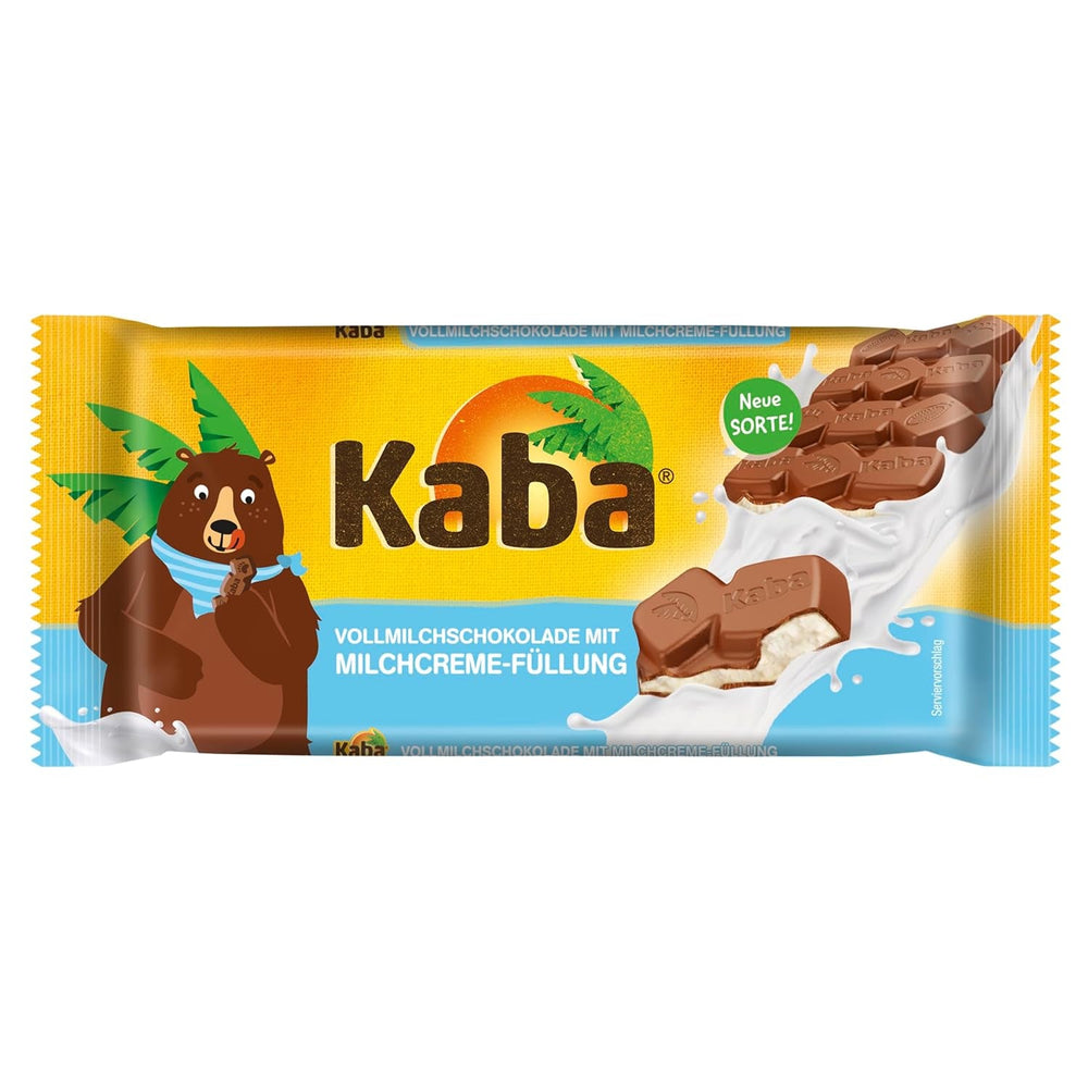 Ciocolată Kaba cu lapte integral și cremă de lapte, tabletă de ciocolată umplută, tabletă de 90 g, ciocolată care se topește în gură cu cremă ușoară de lapte și aromă originală Kaba