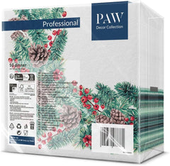 PAW - Șervețele Airlaid (40 X 40 Cm) I 50 Bucăți I Perfect pentru Crăciun, Iarnă, Sărbători I Decorațiuni de masă pentru Ajunul Crăciunului I Șervețele Airlaid Fabric-Like Winter Branches I Winter Branches