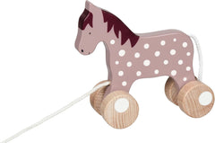 54865 Ziehtier Pferd Lifestyl Malve aus Holz, Nachzieh-Spielzeug mit Tiermotiv, Lernspielzeug inklusive Schnur, Babyspielzeug fördert Koordination und Motorik, 15cm x 5cm x 15cm, ab 1 Jahr