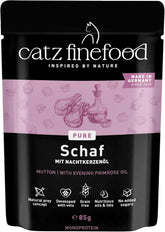 Hrană umedă pentru pisici Catz Finefood Purrrr Sheep Monoprotein nr. 113, pentru pisici cu digestie sensibilă, conținut de carne de 70%, 16 pliculețe a câte 85 g