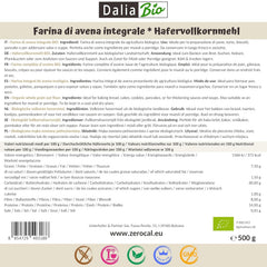 Dalia - Făină integrală de ovăz organică 500g | Fără gluten | Bogată în fibre și proteine | Origine: Italia | Pentru pâine, prăjituri, terci și rețete fitness | Calitate premium