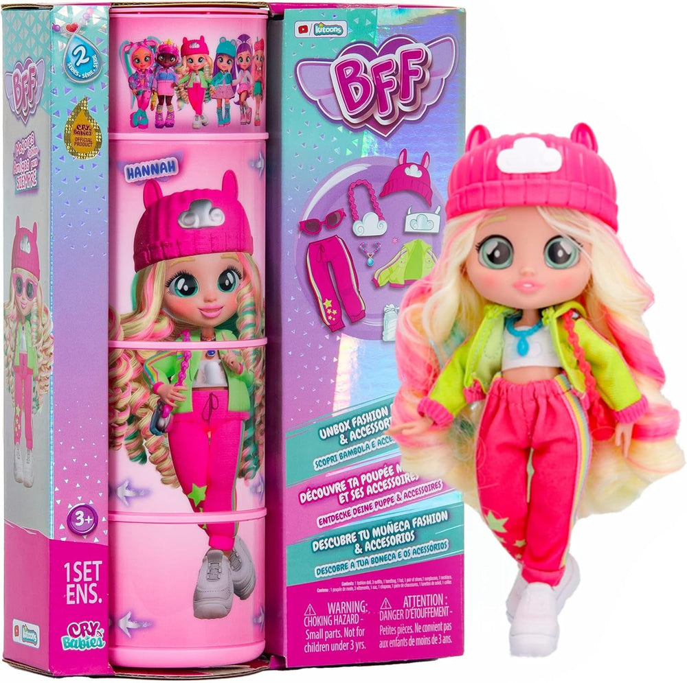 S2 Hannah Modepuppe mit Langen Haaren, Stoffkleidung und 10 Accessoires – Spielzeuggeschenk für Mädchen und Jungen + 5 Jahre