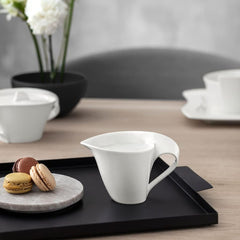 Cană de lapte Villeroy & Boch NewWave, cutie de lapte cu mâner curbat, porțelan premium, potrivită pentru mașina de spălat vase și cuptorul cu microunde, albă, 200 ml