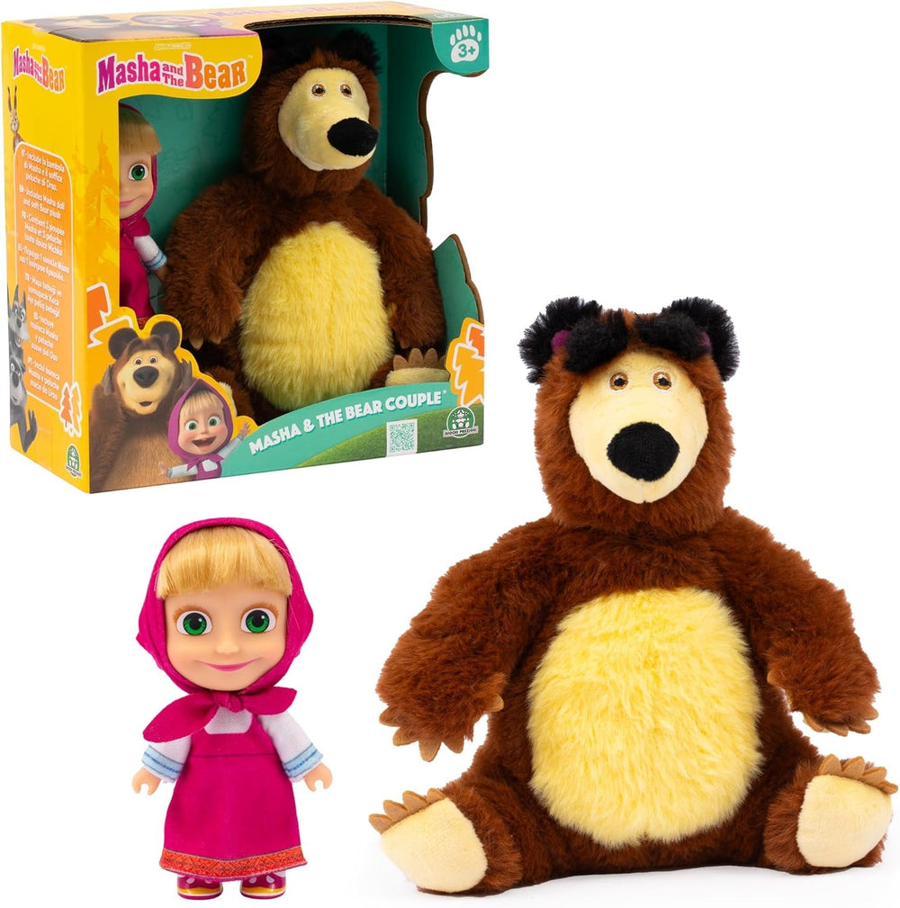 Masha & Michka, Masha Puppe, 12 cm, und der Bärka-Plüschtier 20 cm, Spielzeug für Kinder ab 3 Jahren, , MHA21