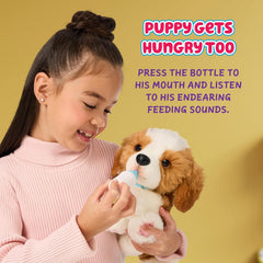 Little Live Pets My Really Real Puppy – Petice; Cățeluș interactiv; peste 60 de sunete/reacții; aspect realist; 1 din 72 de variante; set de joacă cu geantă de transport; baterii incluse; vârste 5+