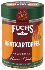 Fuchs Gourmet Selection Klassisch/Heimisch – Bratkartoffel Gewürzsalz, nachfüllbares Kartoffel Gewürz, Salz zum Würzen von Brat- & Ofenkartoffeln, Pommes Frites & Co, vegan, 70 g