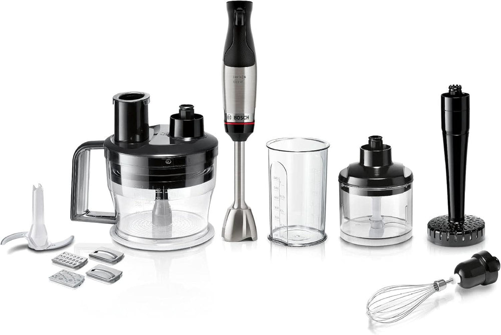 Bosch Stabmixer Ergomaster Serie 6 MSM6M673, 10 Jahre Motorgarantie, Edelstahl-Klingen, Verschleißfreie Keramik-Kupplung, Luftkühlung, Zerkleinerer, Kartoffelstampfer, Schneebesen, 1000 W Bucatarie Naty Shop