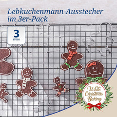 Set de 3 forme de biscuiți Dr. Oetker cu omuleț de turtă dulce – Forme de biscuiți White Christmas Baking – Forme de biscuiți din oțel inoxidabil pentru Crăciun