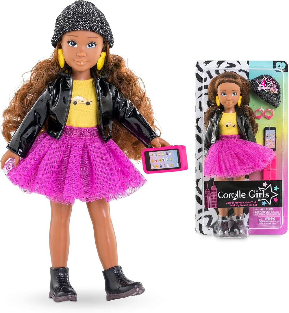 Corolle Girls Melody New York Fashion, Ankleidepuppe im New Yorker Fashion Week Look und 4 Teile, Vanilleduft, 28cm, ab 4 Jahre