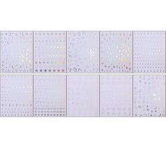 JMEOWIO Nagelsticker Mond Stern Schlange 10 Blatt Nail Art Sticker Selbstklebend Nagelaufkleber Aurora Dekoration Nageldesign Zubehör