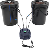 Set complet sistem hidroponic DWC cu pompă de aer de 12W, 2 găleți (5 galoane), sistem de creștere hidroponică, 2 saci de Ceramsite, kit de irigare pentru ghiveci