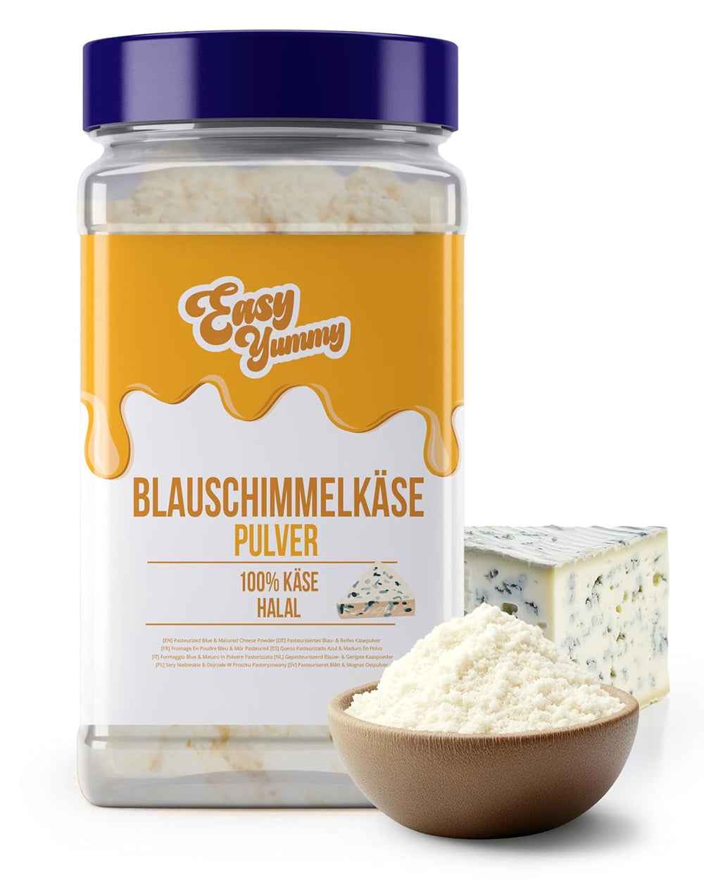 EASY YUMMY - Käsepulver 300g | Instant Käsegeschmack für Mahlzeiten & Snacks | Immer Bereit, Keine Kühlung Nötig | Aus 100% Echtem Käse | Ideal als Popcorn-Topping