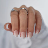 Btartbox Unghii False Scurte și Pătrate, Model Baby Boomer, pentru Lipire, Unghii False Albe, Roz Gradient, Unghii Artificiale Scurte cu Lipici de Unghii, 30 Bucăți Unghii False Artificiale Pătrate