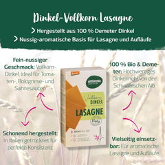 Foi de lasagna din speltă integrală organică, 250 g | Speltă Demeter din Alpii Șvabi | Aromă delicată de nucă pentru lasagna și caserole