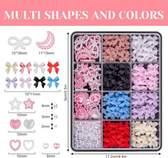 500 Pcs 3D Nägel Charm Schleifen Charms Nägel Nail Art Charms Schleife Nagel Charms Nägel Nail Art Schleifen Nageldekorationen Mit Aufnahmewerkzeug Für Frauen Und Mädchen Nagel-Diy-Zubehör