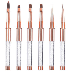 6 bucăți de pensule de unghii cu capac pentru unghii, gel UV, acrilic, pensulă de unghii, pensulă pentru gel de unghii, set de pensule parțiale pentru arta unghiilor
