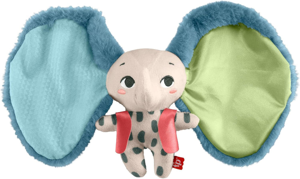 Fisher-Price Giant Ear Elephant - Jucărie adorabilă din pluș moale cu urechi foarte mari, fabricată din plastic reciclat în proporție de 90% și ambalaj certificat FSC, pentru bebeluși de la 3 luni în sus, HKD63 Jucarii Bebe Naty Shop Elefant