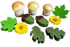 Set 11 decoratiuni comestibile din zahar, Hribi in padure Decoratiuni din Pasta de Zahar Naty Shop