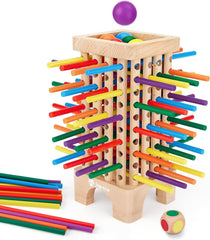 Joc de societate Montessori din lemn Japace, 42 de bețe de lemn colorate, joc de zaruri, jucărie de învățare a matematicii pentru vârste de 3, 4, 5, 6 ani, jucărie de motricitate fină și numărare, joc de familie, joc de călătorie pentru copii