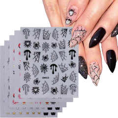 5 bucăți autocolante 3D pentru unghii Halloween, autocolante stereoscopice 5D pentru unghii, decorațiuni pentru unghii, accesorii pentru design unghii