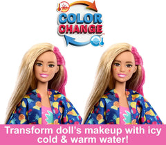 Set cadou BARBIE Pop Reveal Rise & Surprise - peste 15 surprize, inclusiv 1 păpușă Barbie, accesorii de plajă, pentru distracție jucăușă și plină de fructe, pentru copii cu vârsta de 3 ani și peste, HRK57
