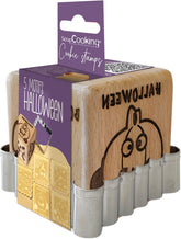ScrapCooking – Ștampilă din lemn pentru patiserie cu modele de Halloween – cu 1 formă de biscuiți și formă de cub cu 5 fețe gravate în relief – 5298