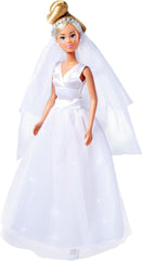 Simba 105733414 - Rochie de mireasă Steffi Love, asortată în 2 modele, este furnizat un singur articol, păpușă într-o rochie de mireasă frumoasă, 29 cm, vârste 3+