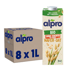 Alpro Bio Haferdrink ohne Zucker – 8 x 1 l
