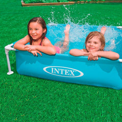 Piscină mini pentru copii, albastră, 122 x 122 x 30 cm și prelată Windhager, prelată pentru nisip de 4 m, prelată pentru nisip cu ochiuri metalice și șnur elastic, mică, 180 g/m² 1,4 x 1,4 m, verde, 07046