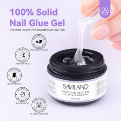 SAVILAND Fester Nagelkleber Gel: 30-Tage Lang Anhaltender Starker Nagelkleber Für Press on Nails Falsche Nagelspitzen 15Ml U V Nagelkleber 3D Gel-Nagelkunst-Kleber Für Verwendung Im Salon Zu Hause
