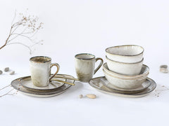 CreaTable, 23769, seria CLOUDY, nisip, set de veselă cu 10 piese, serviciu combinat din gresie, potrivit pentru mașina de spălat vase și cuptorul cu microunde, producție de calitate