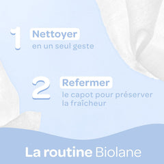 BIOLANE - Șervețele umede pentru bebeluși cu apă - 225 de șervețele - 3 x 75 bucăți - Curățare delicată și eficientă - De la naștere - Calitate franceză