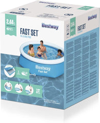 Piscină supraterană Bestway Fast Set fără pompă, Ø 244 x 61 cm, albastră, rotundă, 57448, 244 x 61 cm fără accesorii