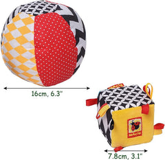 magdum 2 set joc cub copil + tesatura minge - jucărie abilități motorii de la 1 an - jucărie pentru copii 6 luni - jucărie Montessori - jucărie educativă 1 an - cadou pentru copii - minge pentru copii - cub pentru copii - cadouri pentru copii Jucarii Bebe Naty Shop