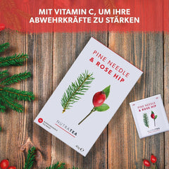 Nutra Tea Măceșe & Ace de pin, ceaiul din ace de pin contribuie la întărirea sistemului imunitar natural al organismului, la menținerea funcției rinichilor și vezicii urinare, 20 pliculețe de ceai reutilizabile, ceai din măceșe