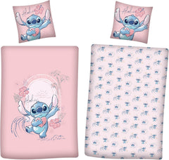 Set de lenjerie de pat reversibil Stitch Aloha lenjerie de pat pentru fete 100% bumbac Lenjerie de pat - copii Naty Shop