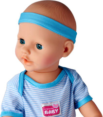 Simba 105030044 - New Born Baby Puppen-Junge, Vollvinylpuppe mit Schlafaugen, Trink- und Nässfunktion und Zubehör, 8 Teile, 43cm, Babypuppe, ab 3 Jahre