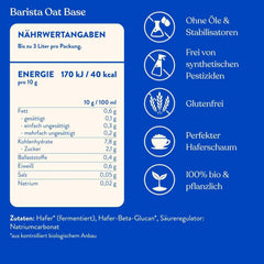 Blue Farm Barista Oat Base für bis zu 8L zum selbermischen – Bio Haferdrink Barista Edition – Milchalternative ohne Zusatzstoffe und Zuckerzusatz – Vegan und Glutenfrei – 90% weniger Verpackungsmüll