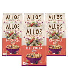 Allos Hof Granola cu fructe de pădure | Muesli organic | Muesli cu fructe de pădure | Muesli crocant | Cereale pentru micul dejun | Pachet de 6 (6 x 300g), 1 bucată (pachet de 6)