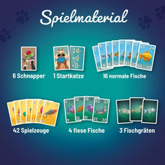 Kosmos 741846 Joc de cărți Fish & Fluff, un joc distractiv de licitare pentru întreaga familie, joc de societate pentru 2-6 jucători cu vârsta de 8 ani și peste, joc de petrecere