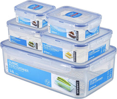 LocknLock PP Classic set borcan pentru depozitarea alimentelor 5pcs | 180ml, 350ml, 600ml, 870ml, 3.6L | 100% etanș la aer și apă | fără BPA | organizator pentru congelator și frigider | sigur pentru mașină de spălat vase și microunde Cutii depozitare alimente Naty Shop Pătrat 5pcs.