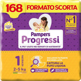 Pampers Progressi Newborn, 168 Pannolini, Taglia 1 (2-5 kg)