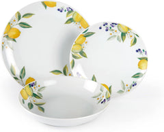 Set de veselă Excelsa Lemon, 18 piese, porțelan, alb/lămâie