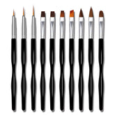 Nail Art Pinsel Set, 10Pcs Nageldesign Malerei Pinsel, Professionelle Nail Art Design Pinsel, Nail Fine Liner Pinsel, Schwarz