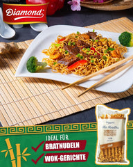 Tăiței DIAMOND Mie Chili, tăiței din grâu cu pudră de chili, fără ouă, preparați rapid și ușor, vegetarieni - 1 x 250 g