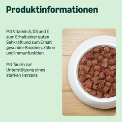 Hrană umedă pentru pisici fără cereale de la Amazon, la conservă, bucăți de pui în jeleu, 12 x 405 g