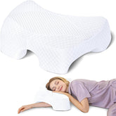 SAHEYER Pernă pentru dormit lateral cu braț, pernă ortopedică ergonomică, pernă din spumă de memorie pentru gât și umăr, pernă pentru gât cu brațe multiangulare pentru multe poziții de dormit (alb) Perne ortopedice cervicale Naty Shop Alb