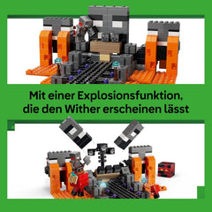 LEGO Minecraft Duell mit dem Wither - Geschenk für Junge Gamer - Merchandising für Fans - Minecraft - Bauset mit vielen Kreaturen und Werkbank für Jungen und Mädchen ab 8 Jahren - 21590