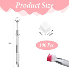 100 Stück Nail Art Schwamm Mit Piercing Zange,Nail Art Zubehör Schwamm Mit Piercing Kugel Aufdreher,Sponge Brush Applikator,Nagelkunst-Rendering-Werkzeuge,Für Gradient Nail Art Patterns Erstellen.